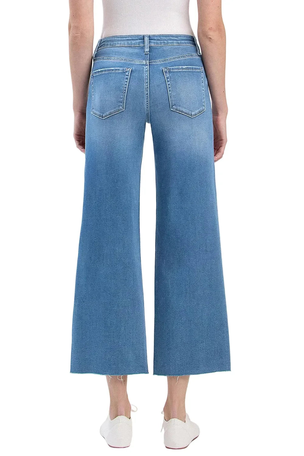 Women's Vervet High RIse Clean Cut Raw Hem Cropped Wide Leg Jeans V3632