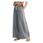 Women's Side Leopard Accent Wide Leg Pants B12506 - Crazy House Western Wear