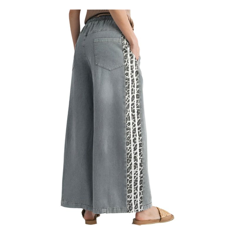 Women's Side Leopard Accent Wide Leg Pants B12506 - Crazy House Western Wear