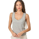 Women's Striped Raw Cut Edge Tank Top 61043 - Crazy House Western Wear