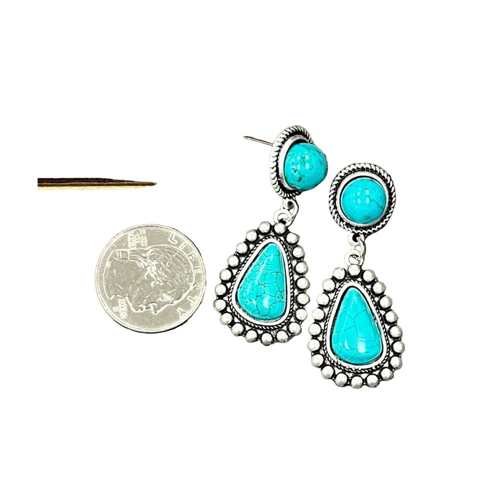 Women's Isac 2" Long Turquoise Post Earrings