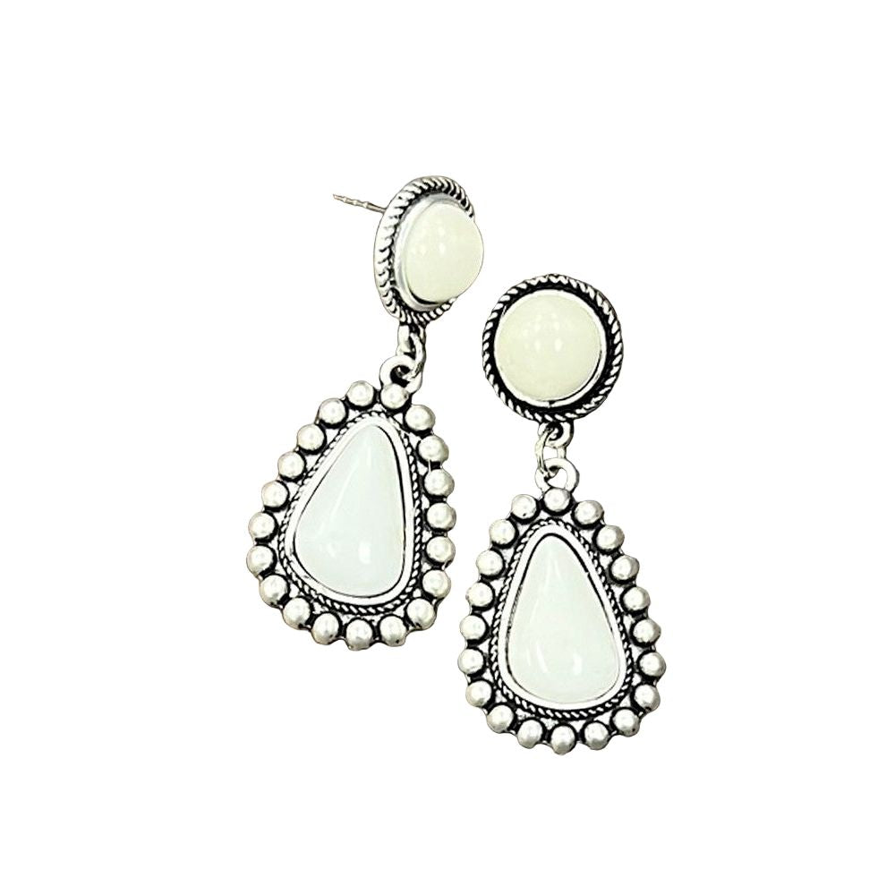 Women's Isac 2" Long White Turquoise Post Earrings