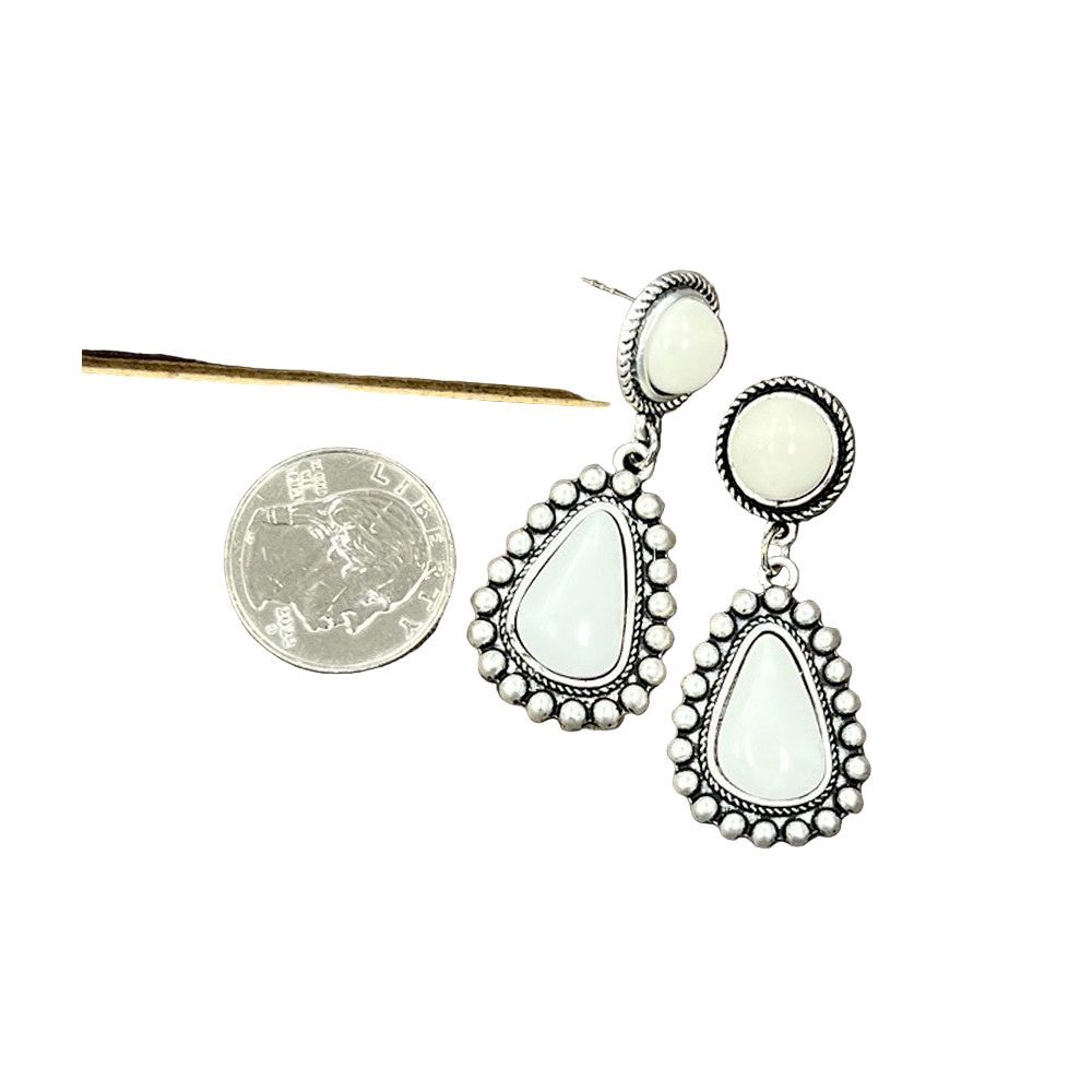 Women's Isac 2" Long White Turquoise Post Earrings