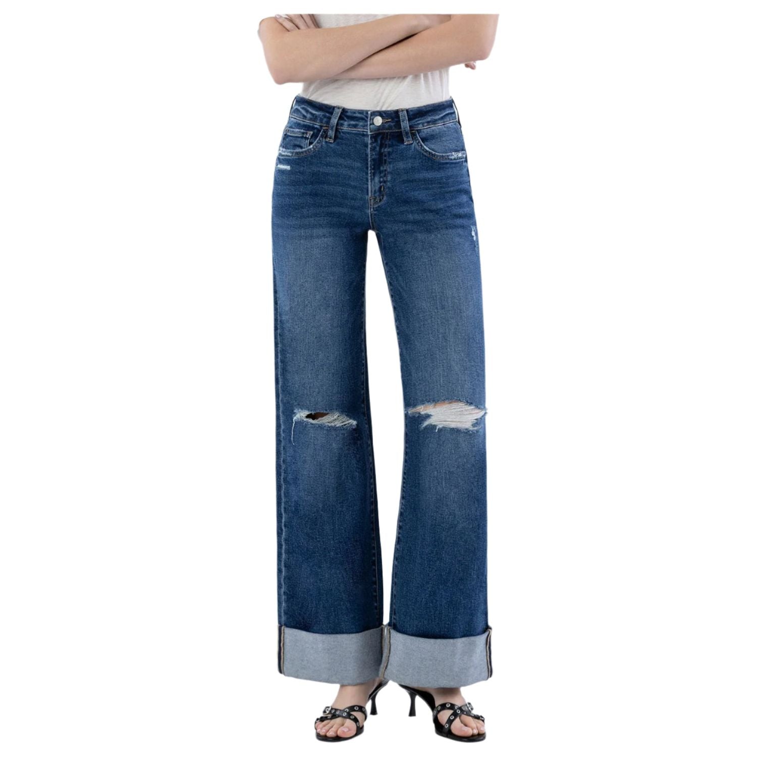 Women's Vervet High Rise Double Cuffed Wide Leg Jeans LV1830 - Crazy House Western Wear