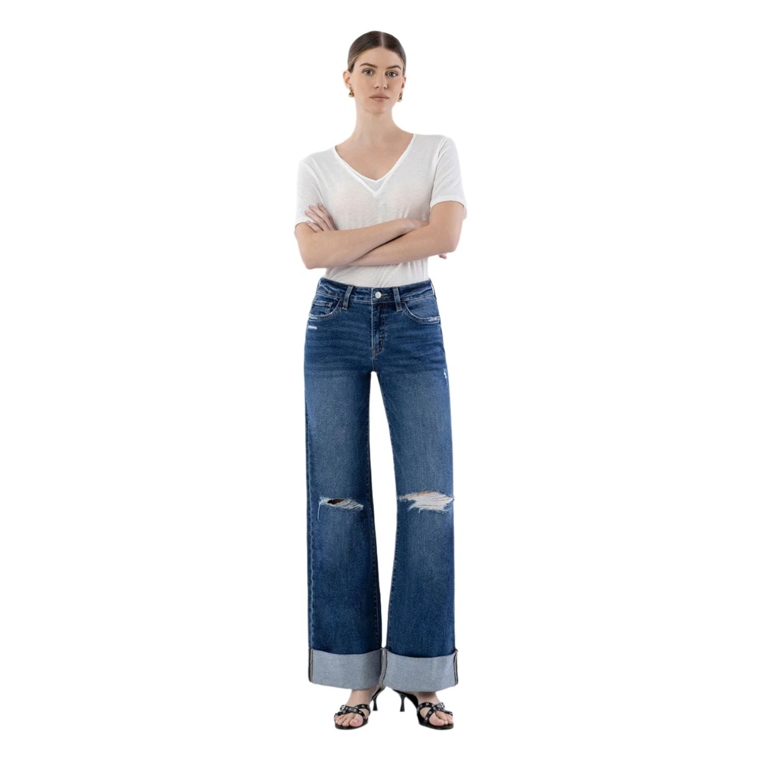 Women's Vervet High Rise Double Cuffed Wide Leg Jeans LV1830 - Crazy House Western Wear