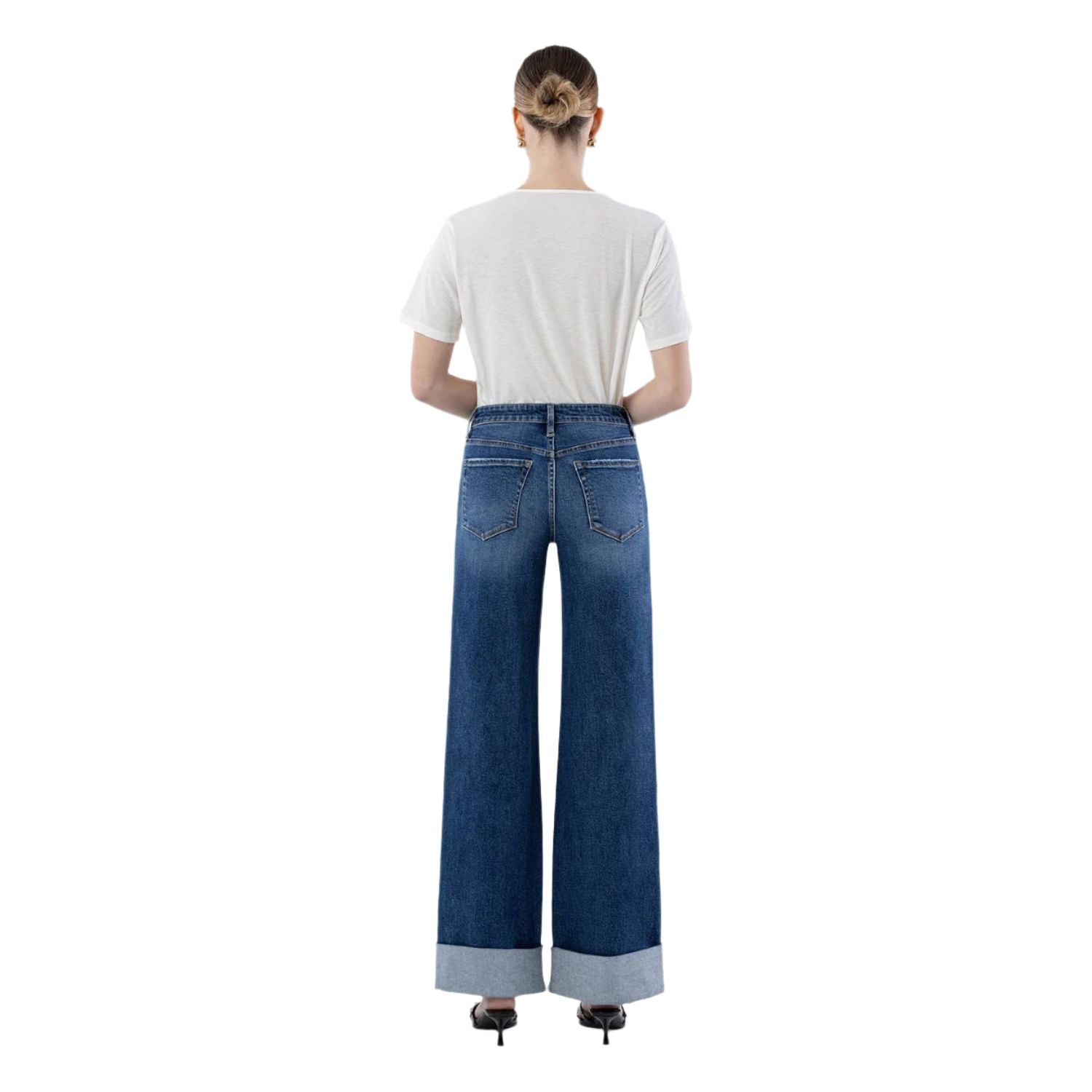 Women's Vervet High Rise Double Cuffed Wide Leg Jeans LV1830 - Crazy House Western Wear