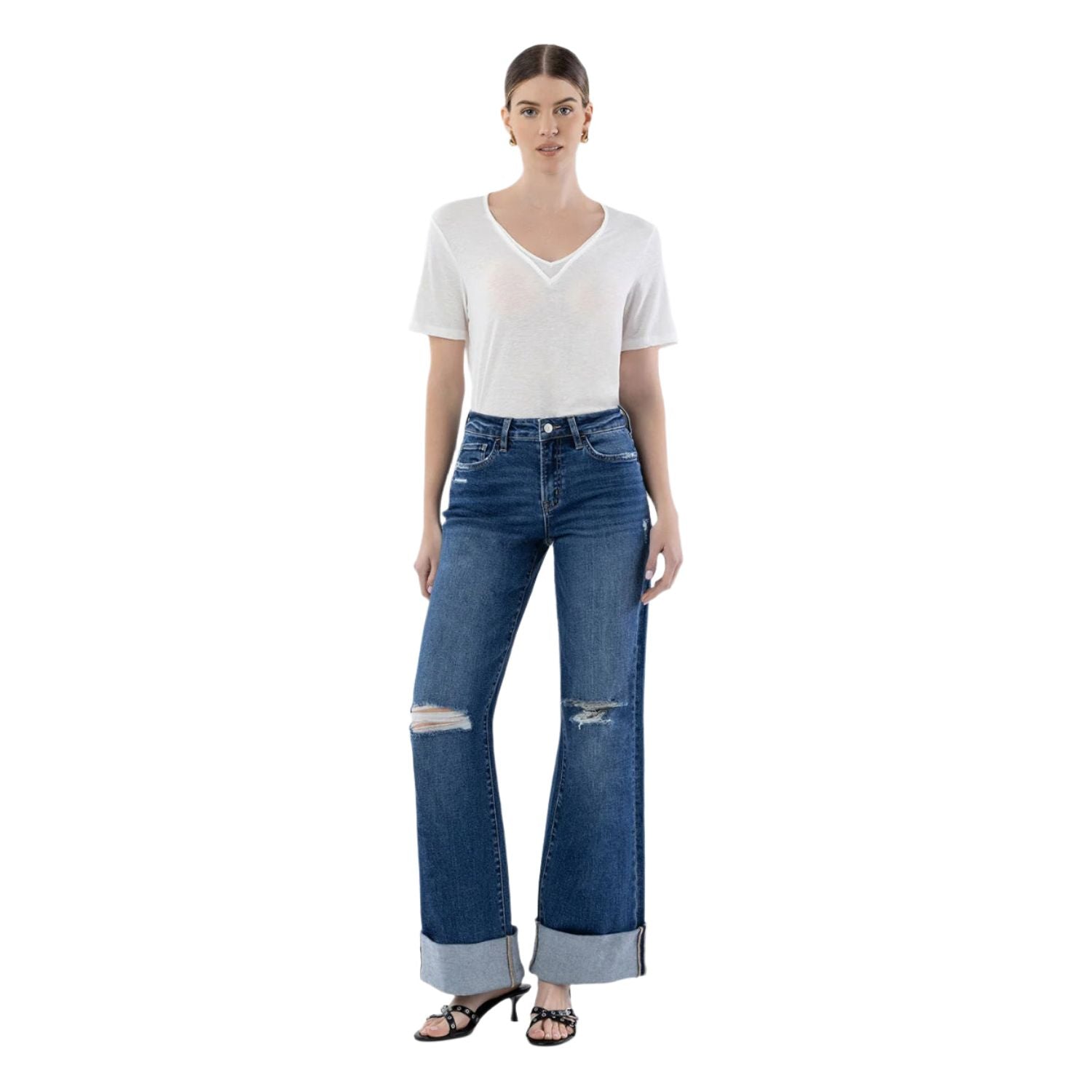 Women's Vervet High Rise Double Cuffed Wide Leg Jeans LV1830 - Crazy House Western Wear