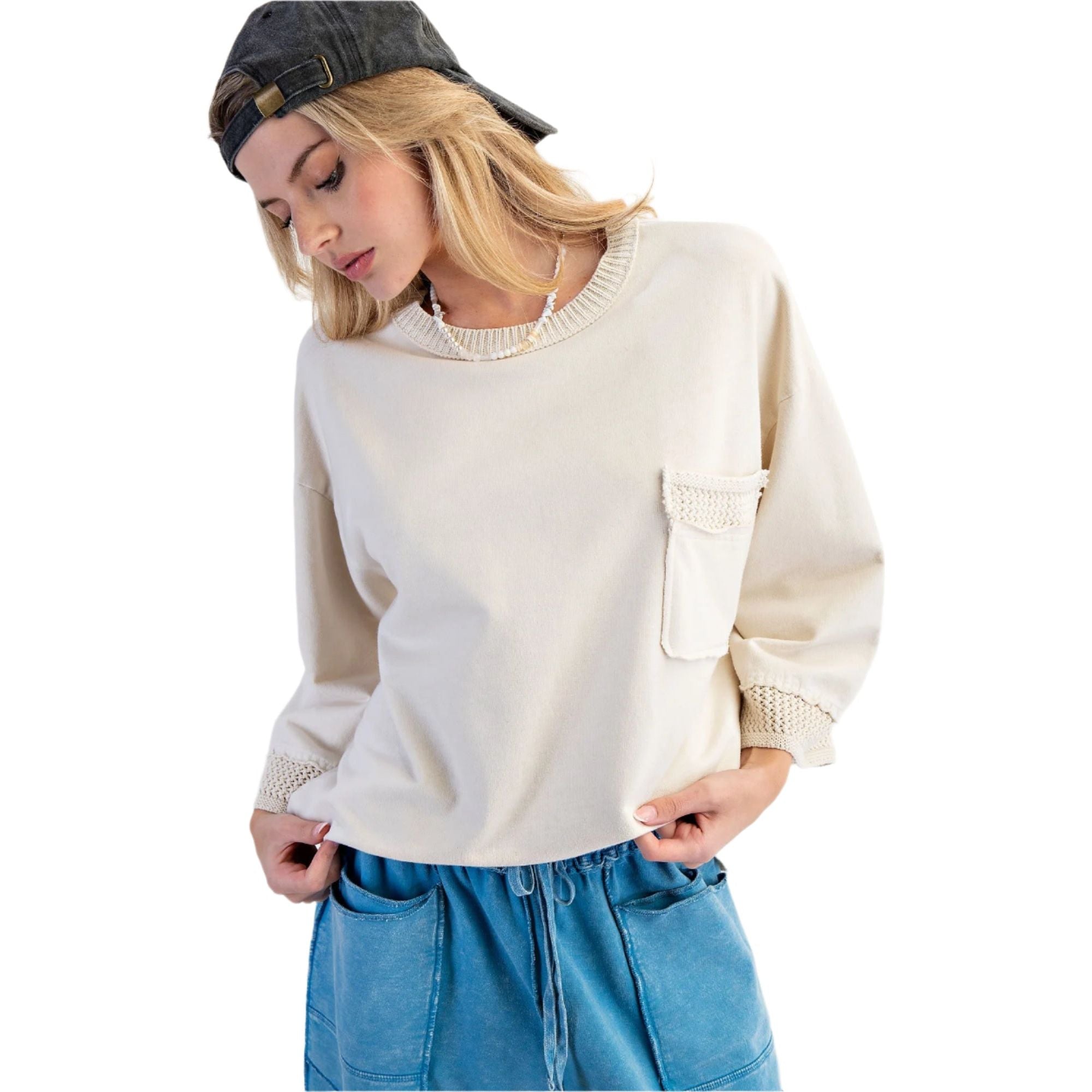 Women's Mineral Washed Boxy Pullover ET18893 - Crazy House Western Wear