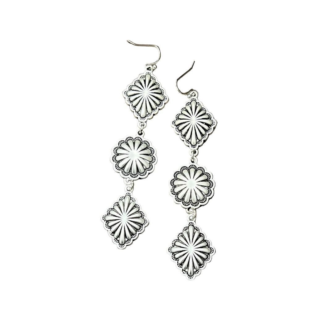 Women's Isac 3.2" Long Brass Concho Earrings