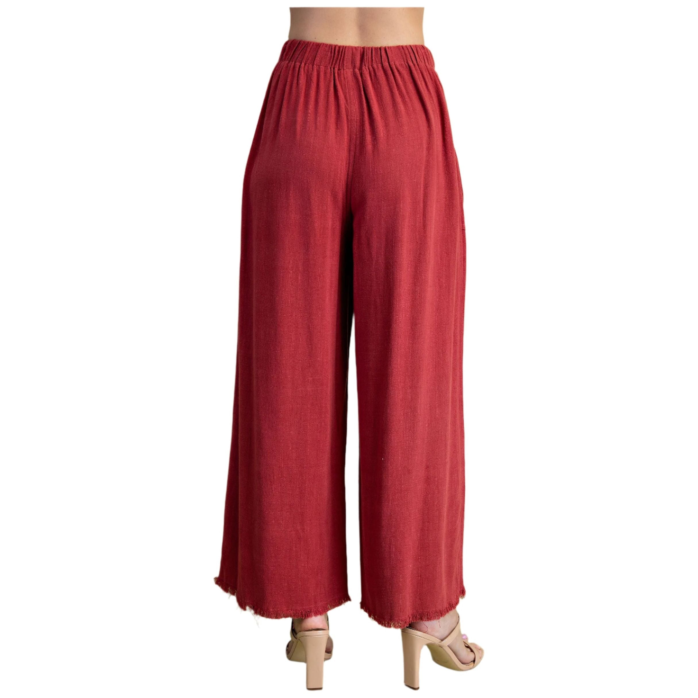 Women's Frayed Cropped Wide Leg Pants TE1045 - Crazy House Western Wear