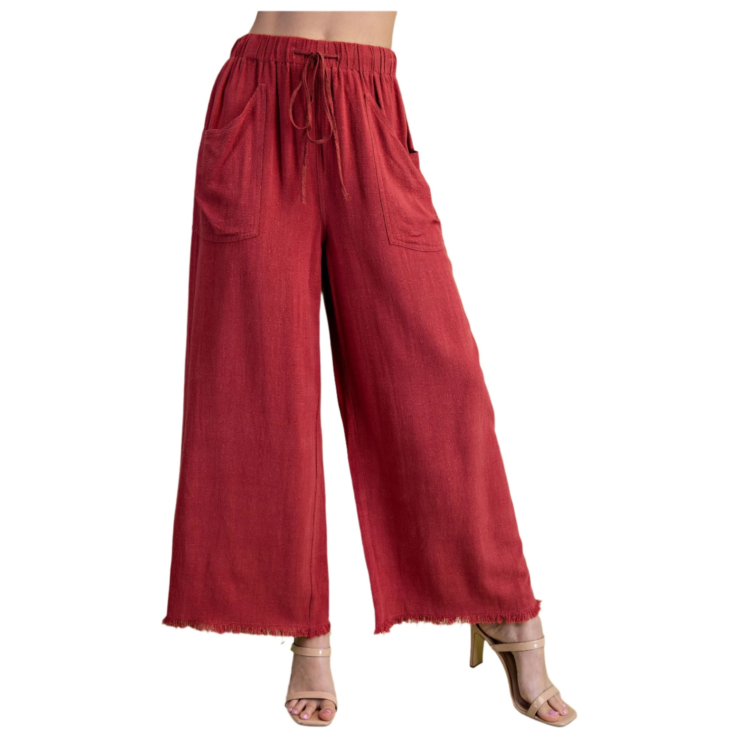 Women's Frayed Cropped Wide Leg Pants TE1045 - Crazy House Western Wear