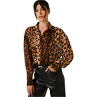 Women's Pleated Detail Oversize Animal Print Top MT20004 - Crazy House Western Wear