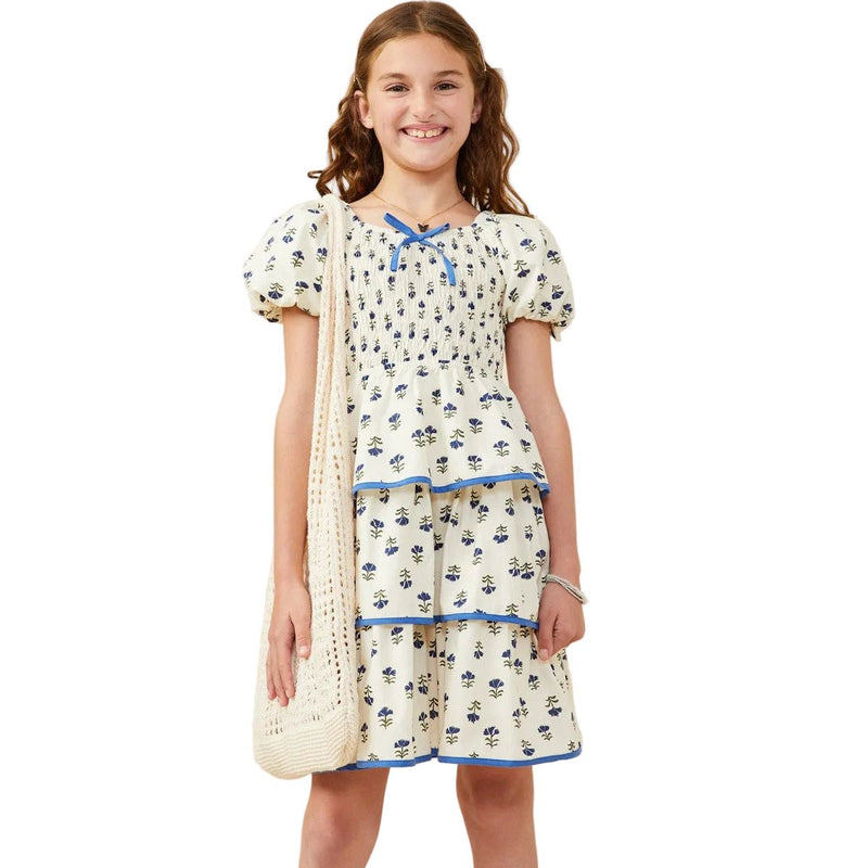 Girl's Hayden Floral Tiered Smocked Contrast Bow Dress GY9535