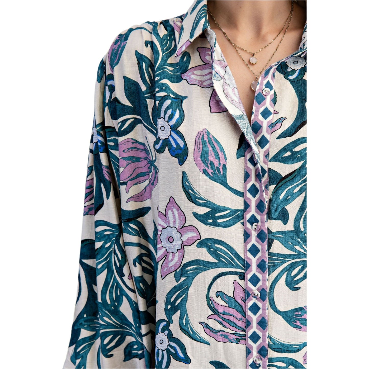 Women's Floral Print Button Down Shirt TG1866 - Crazy House Western Wear