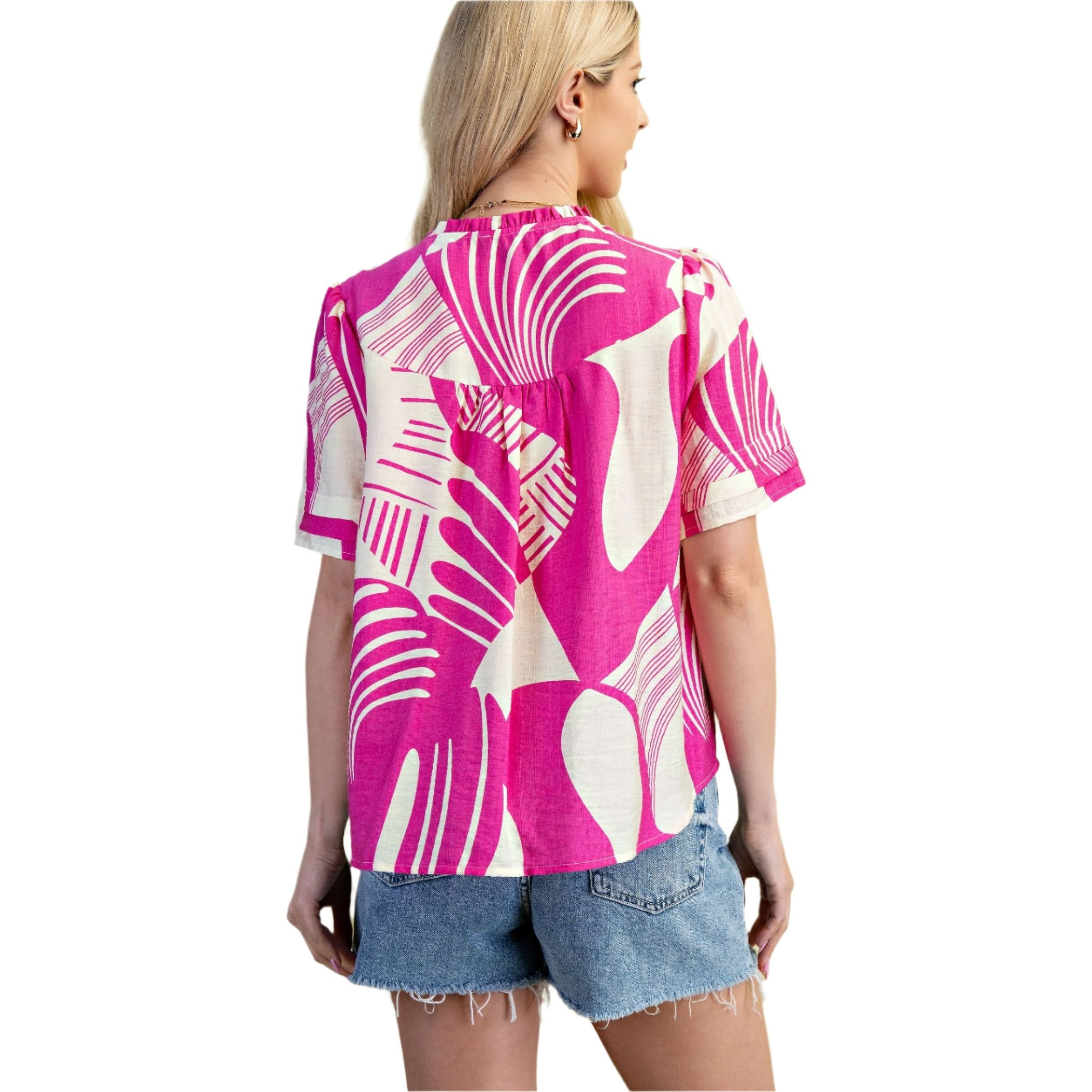 Women's Abstract Print Button Down Blouse TE1221 - Crazy House Western Wear