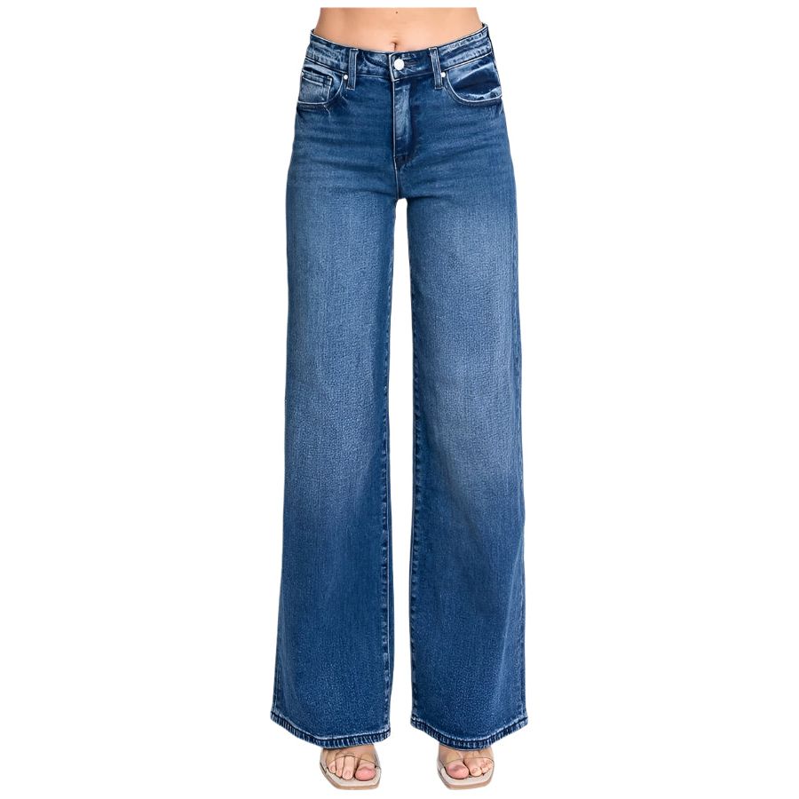 Women's High Rise Comfort Stretch Wide Leg Jeans P1058W-DM - Crazy House Western Wear