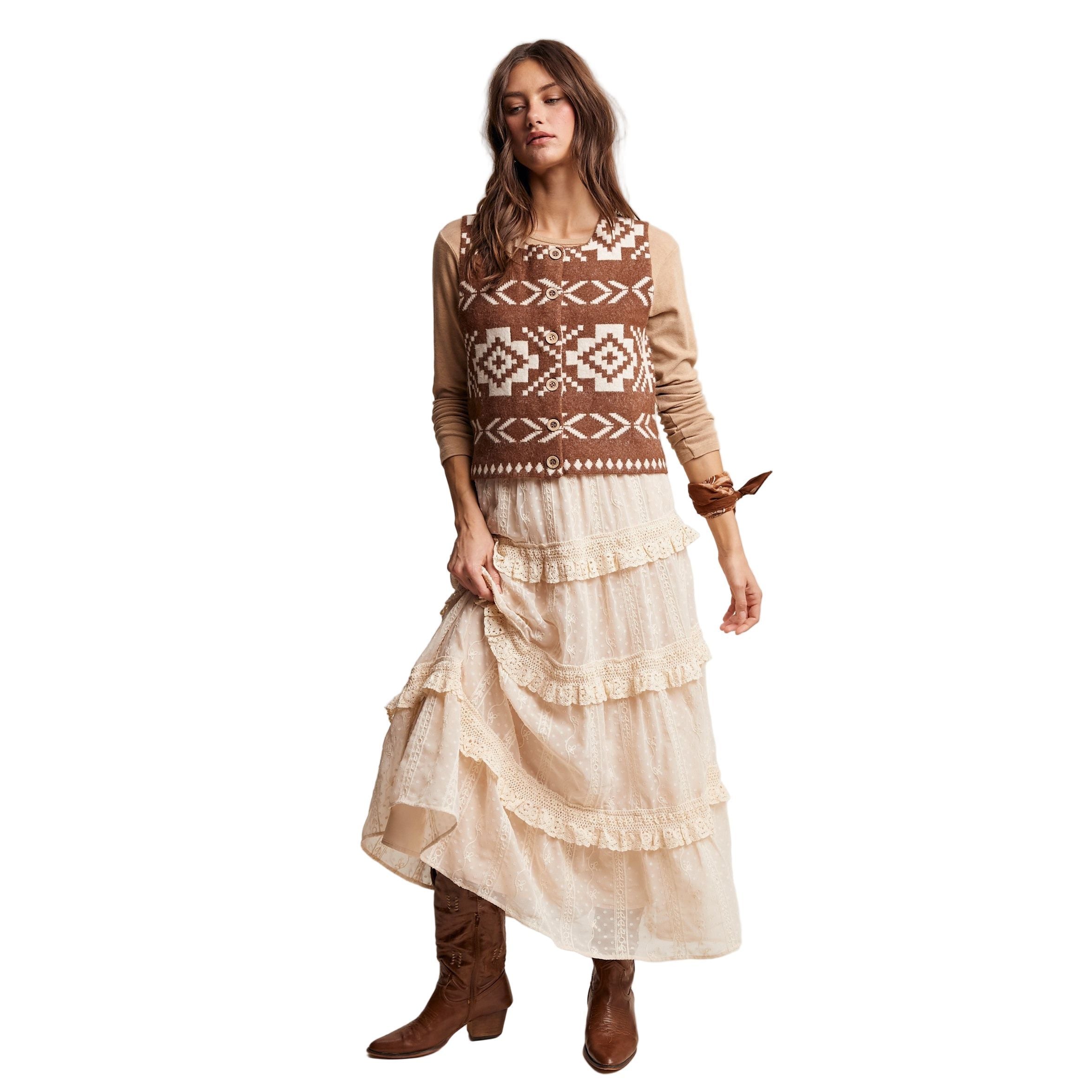 Women's Southwestern Button-up Wool Vest
