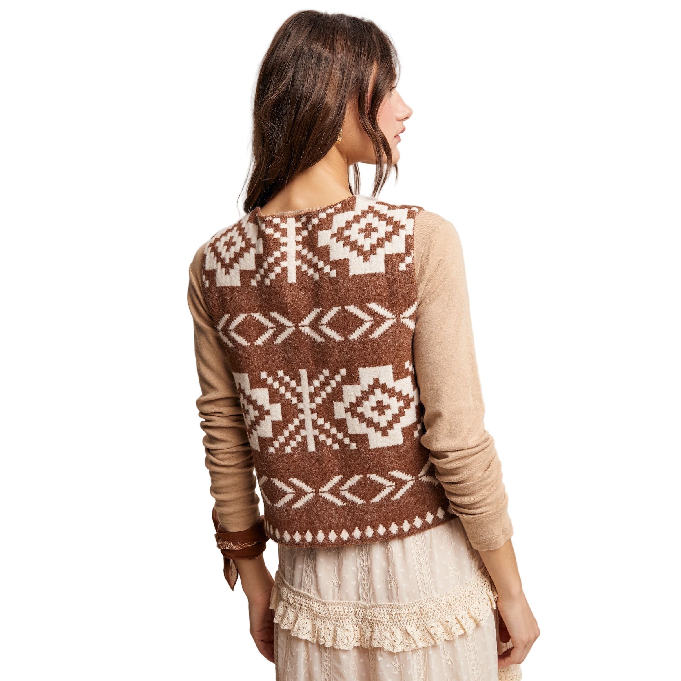 Women's Southwestern Button-up Wool Vest