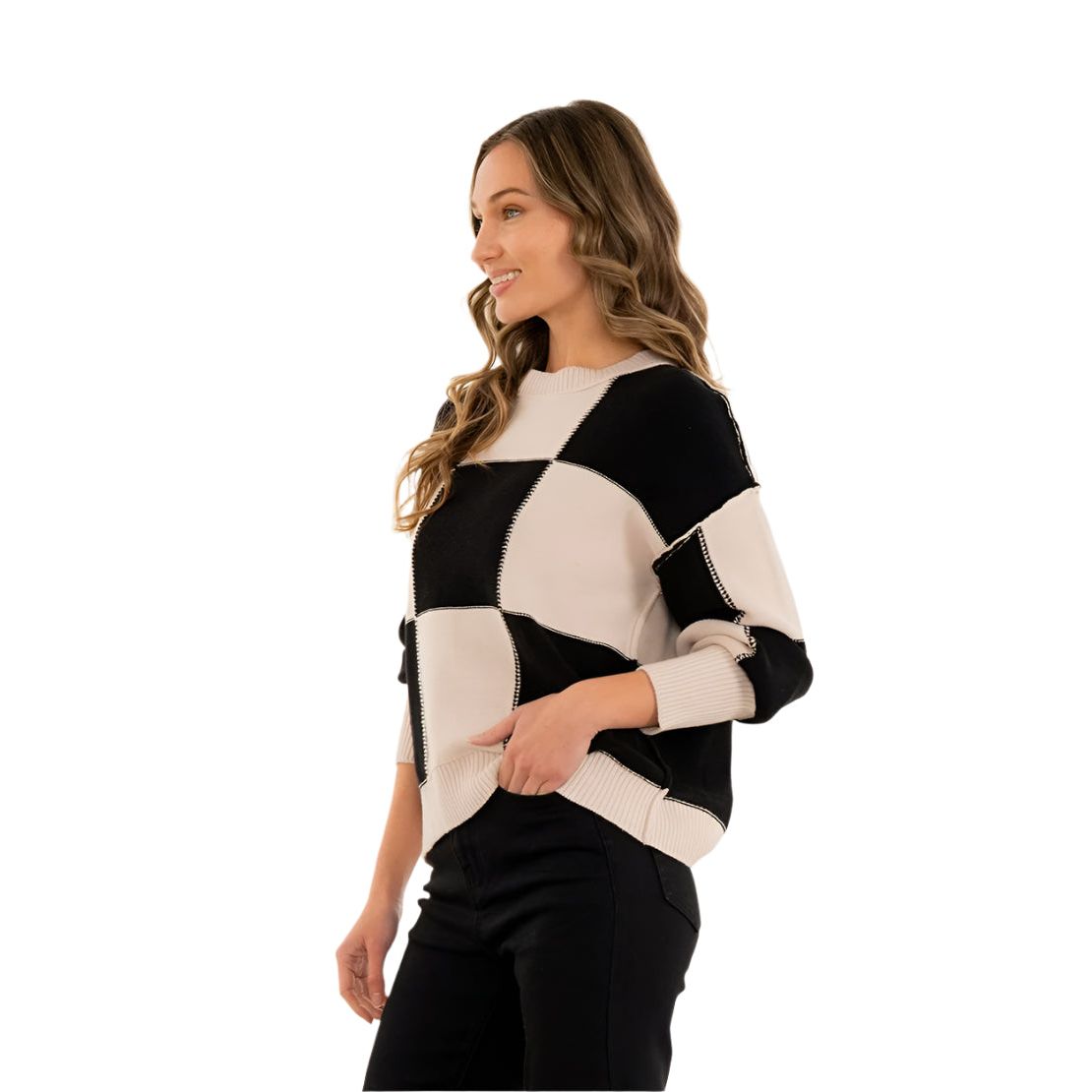 Women's Relaxed Fit Pullover Sweater With Dropped Shoulder ET6271