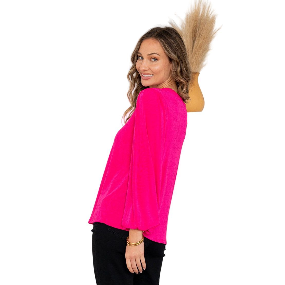 Women's Relaxed Fit Casual V-neck Long Sleeve Top