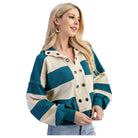 Women's Striped Texture Mixed Rugby Style Sweatshirt TE1326 - Crazy House Western Wear