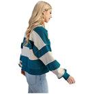 Women's Striped Texture Mixed Rugby Style Sweatshirt TE1326 - Crazy House Western Wear