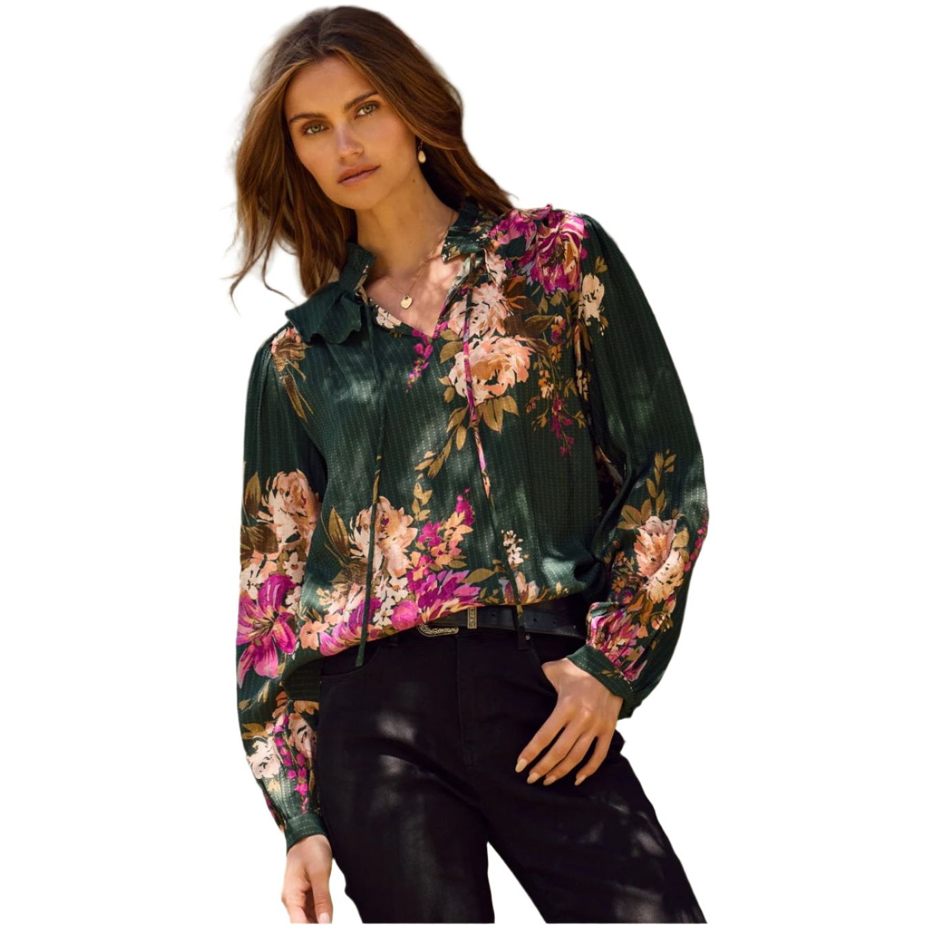 Women's Floral Printed Long-sleeve Blouse IT18399 - Crazy House Western Wear