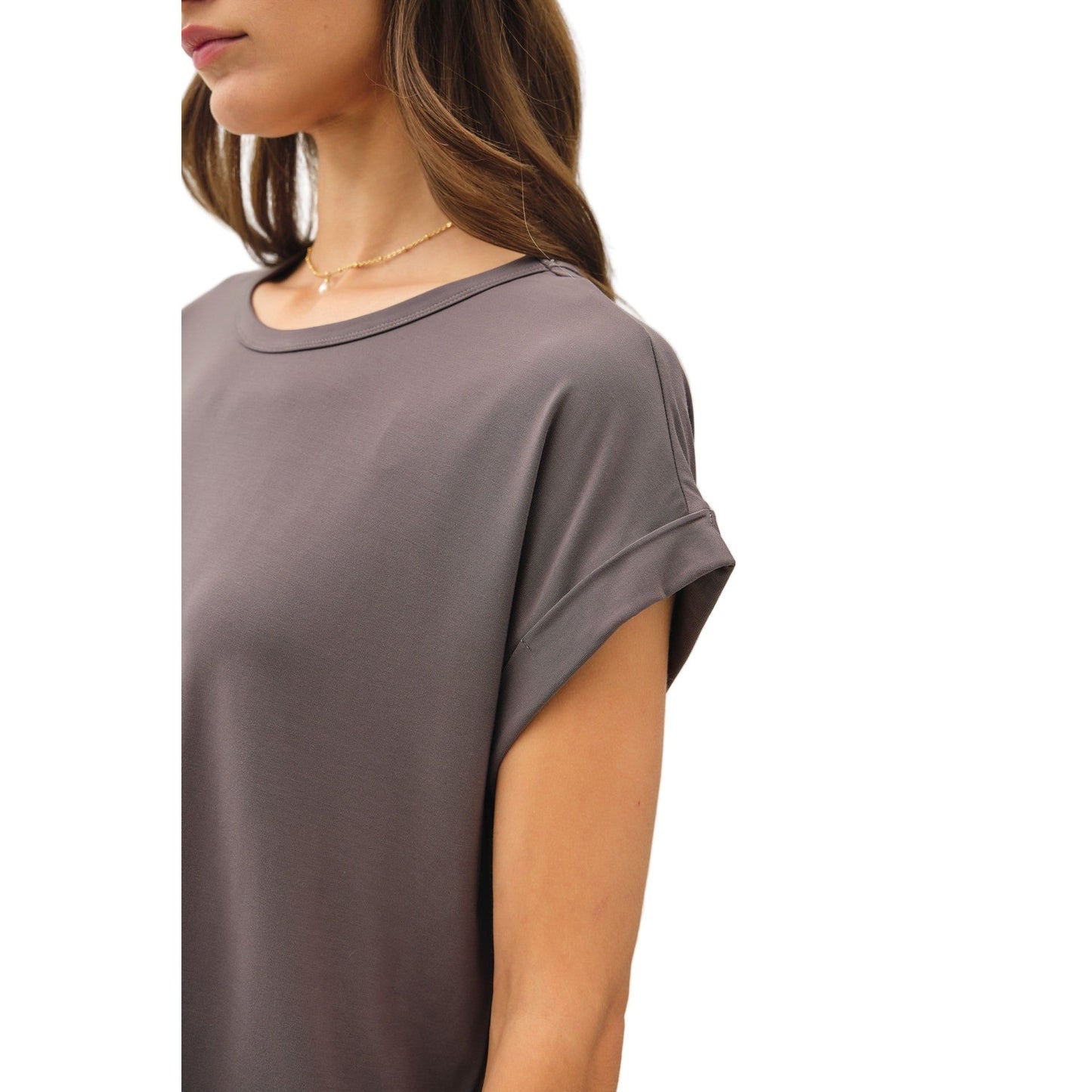 Women's Bamboo/modal Round Neck Dolman Cap Sleeve Top 19250