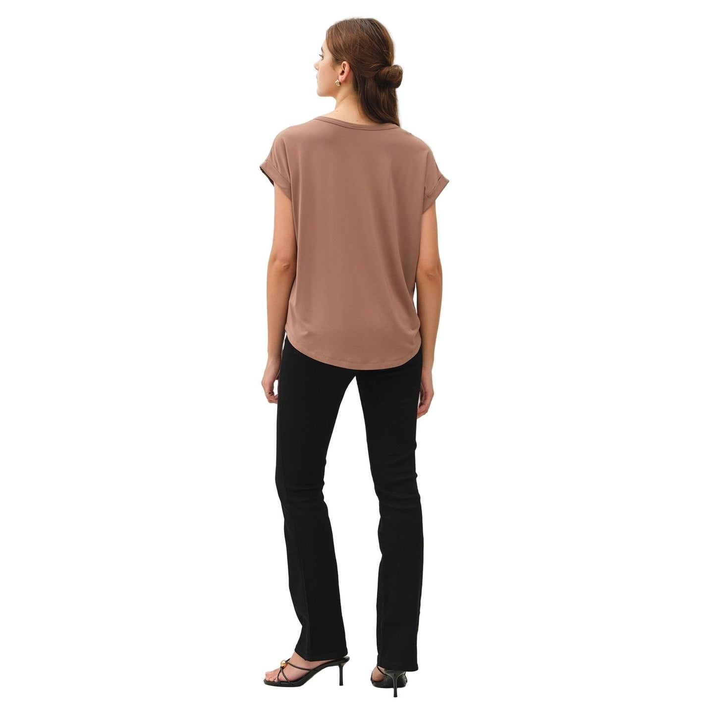 Women's Bamboo/modal Round Neck Dolman Cap Sleeve Top 19250