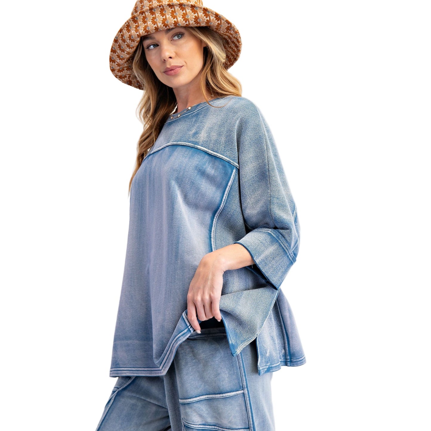 Women's Monkey Washed Terry Knit Top ET28470