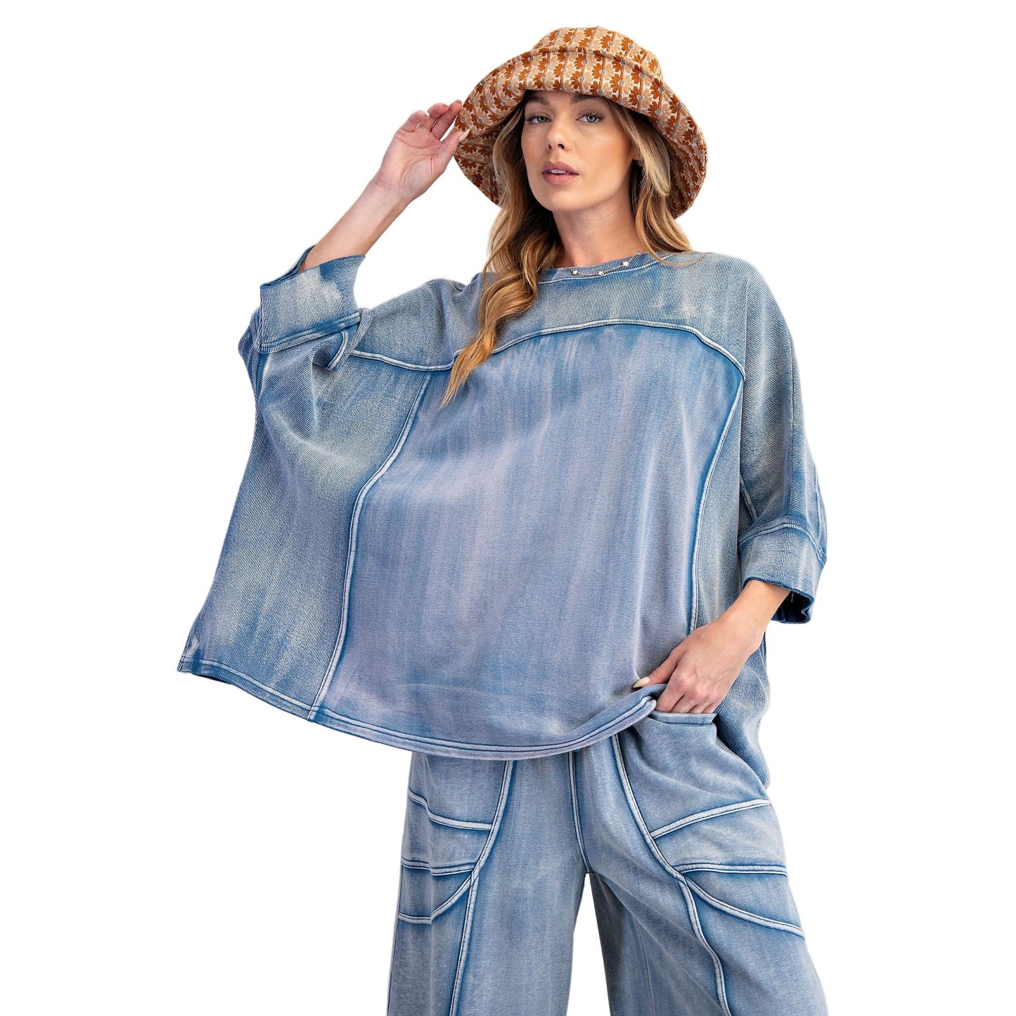 Women's Monkey Washed Terry Knit Top ET28470