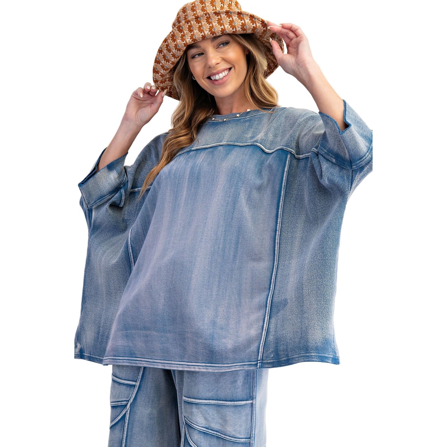 Women's Monkey Washed Terry Knit Top ET28470