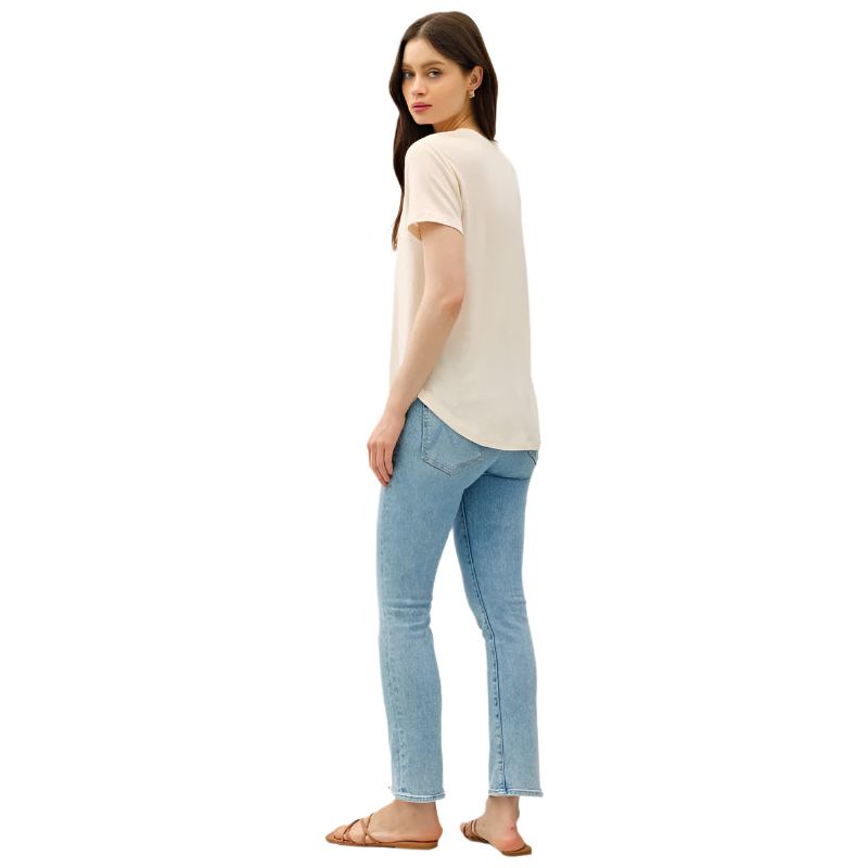 Women's Linen Basic V-Neck Short Sleeve T-shirt 19323 - Crazy House Western Wear