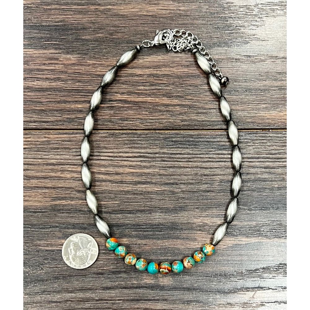 Women's Isac Handmade 15" Elongated Navajo Gemstone Necklace 739661