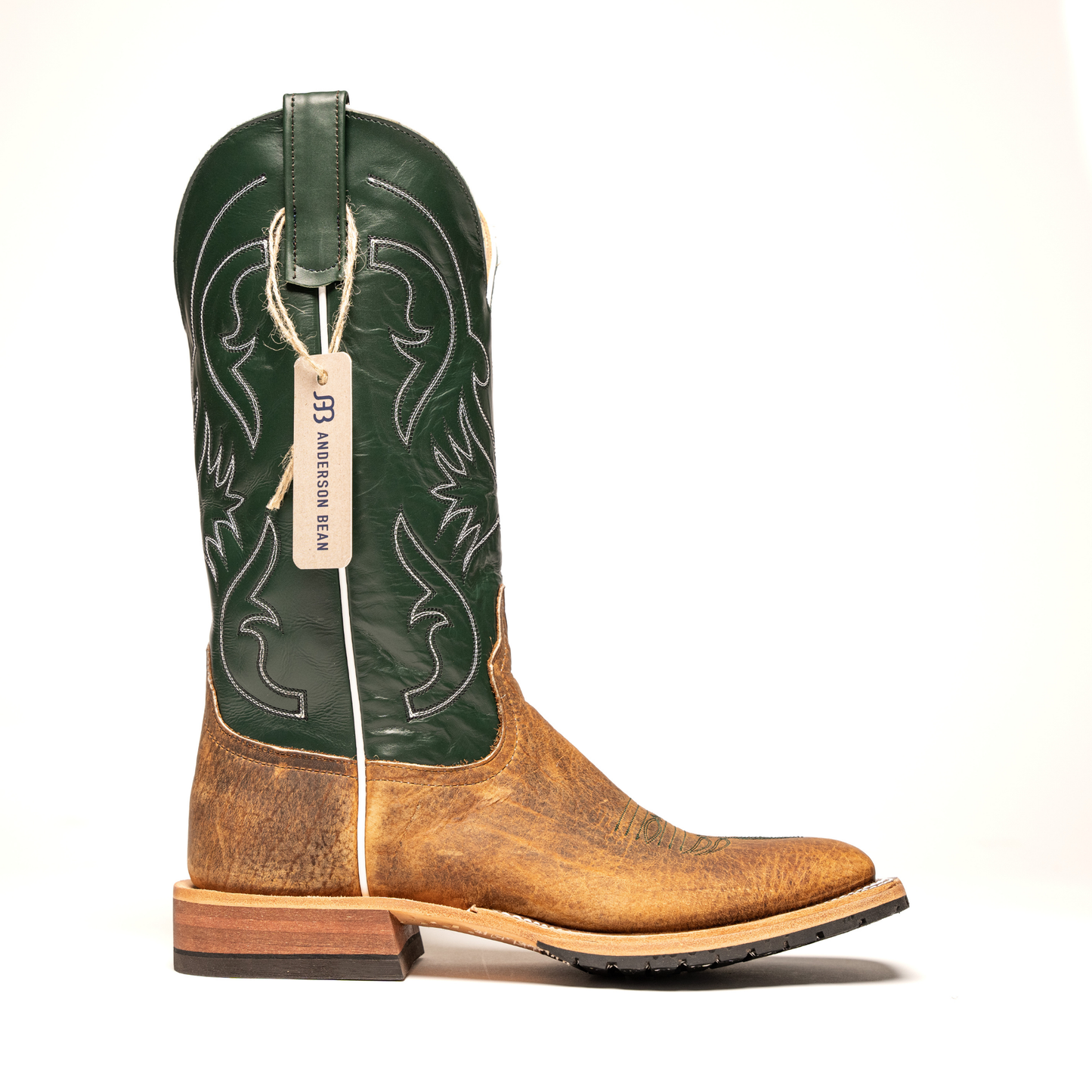 Anderson Bean Distressed Bison with 13" Green Glove Top - Crazy House Western Wear