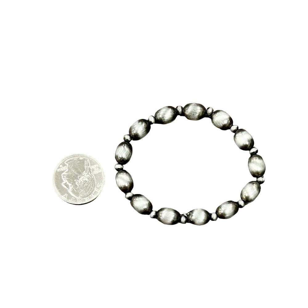 Women's Isac Handmade 10mm Oval Navajo Bead Stretch Bracelet