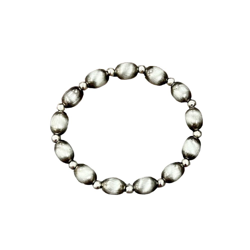 Women's Isac Handmade 10mm Oval Navajo Bead Stretch Bracelet