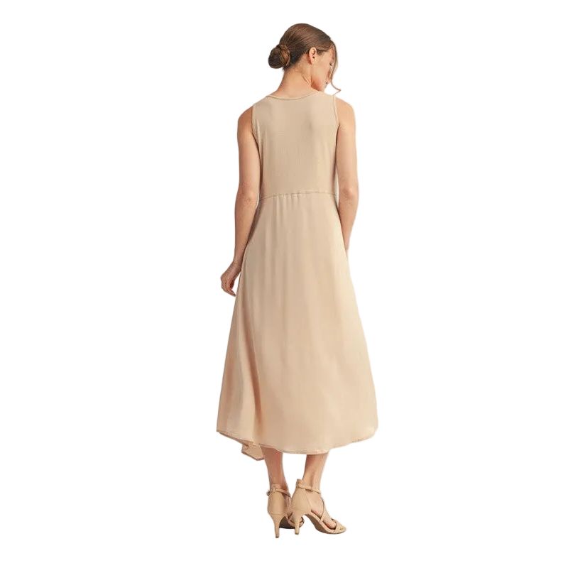 Women's Front Pleat Detail Solid Mix Match Dress G14402-DRESS