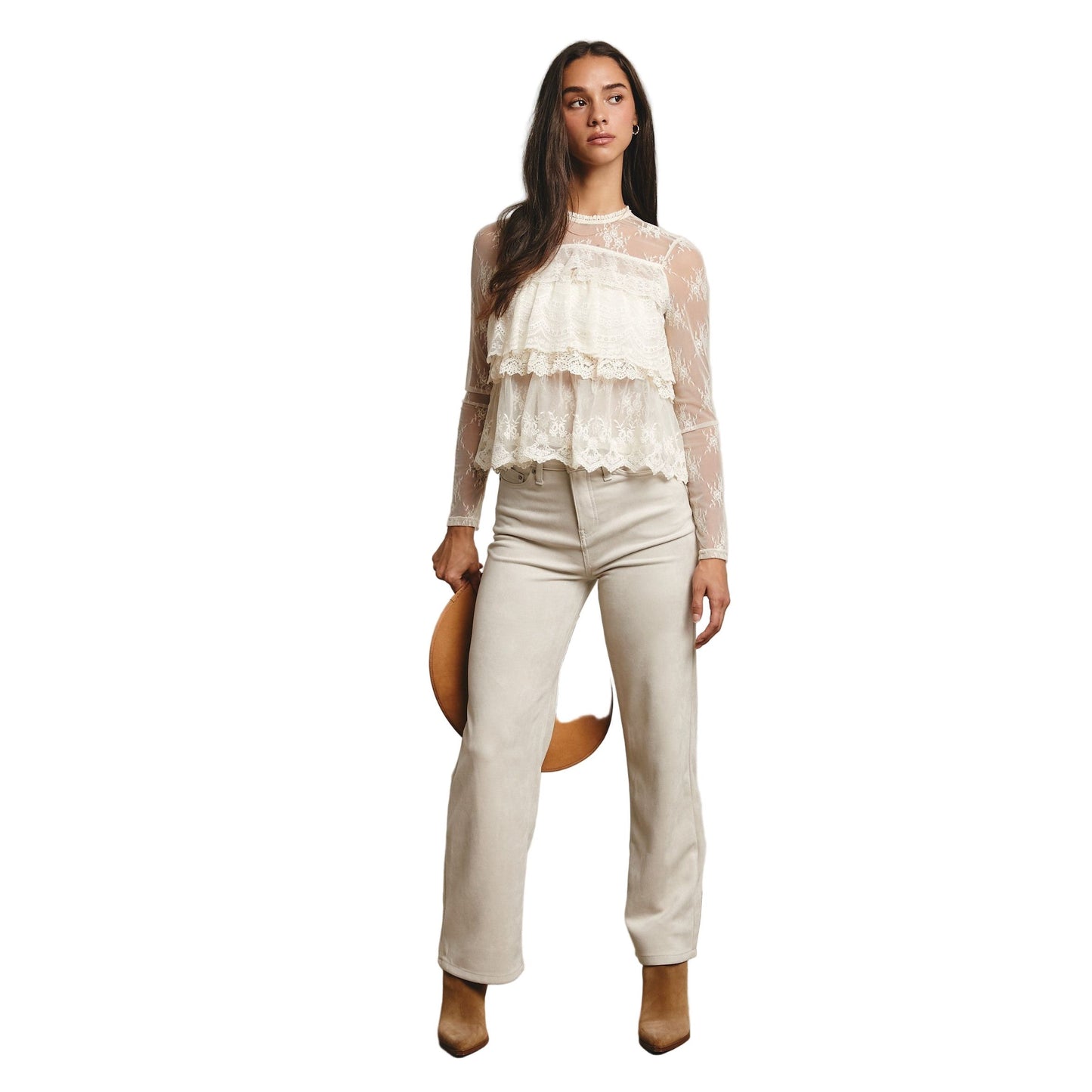 Women's Lace Ruffle Layering Blouse FT0002
