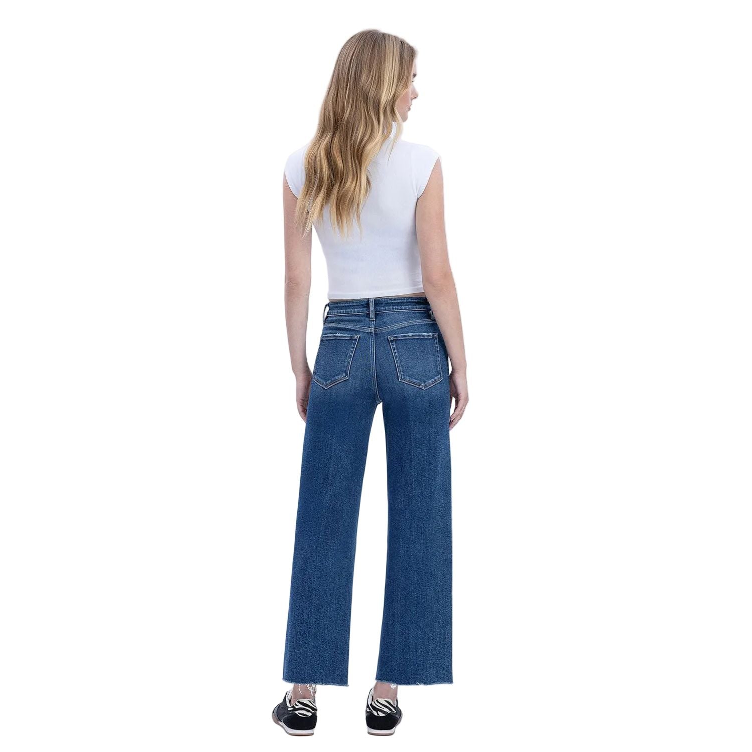 Women's Flying Monkey High Rise Trouser Press Wide Leg Jeans F6327