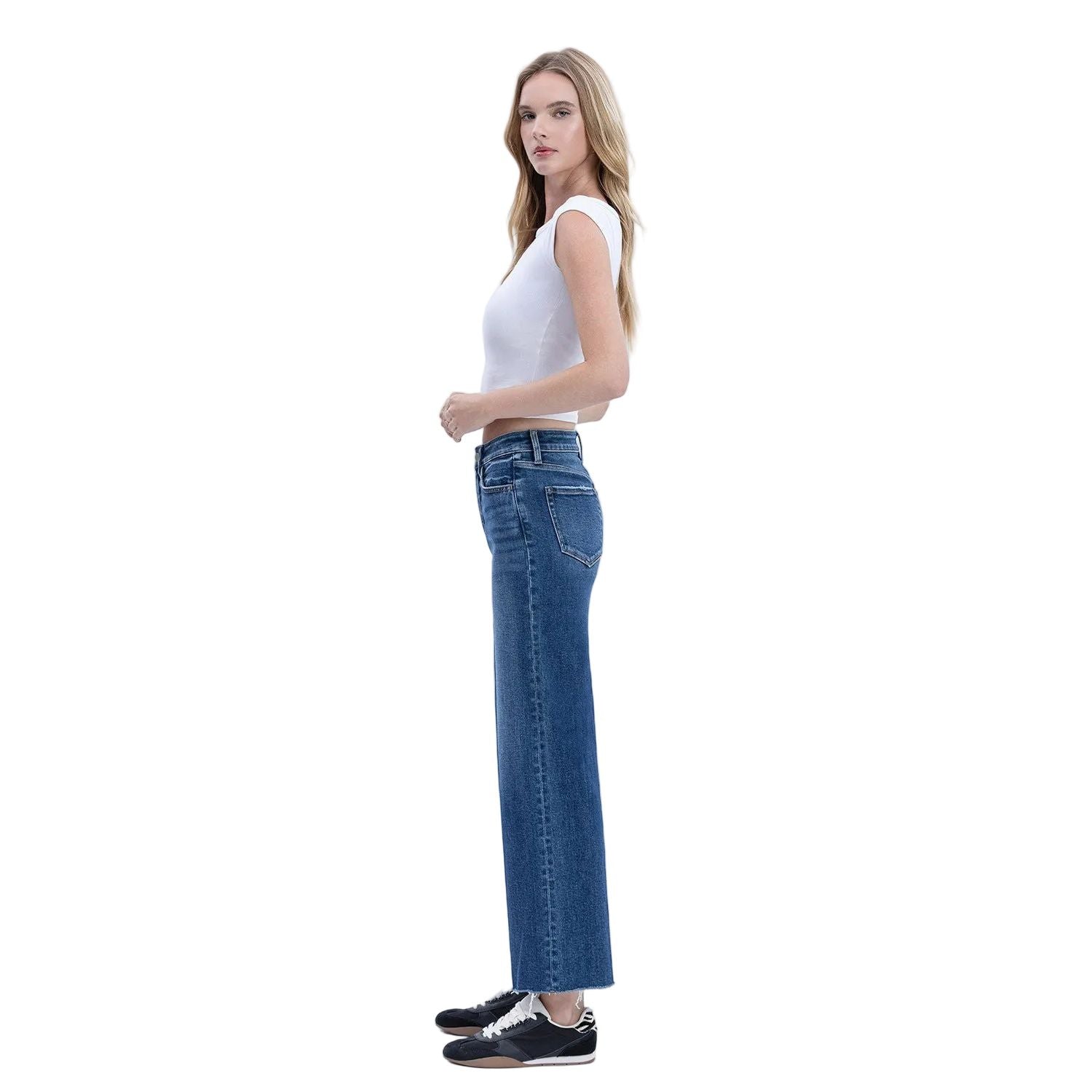 Women's Flying Monkey High Rise Trouser Press Wide Leg Jeans F6327