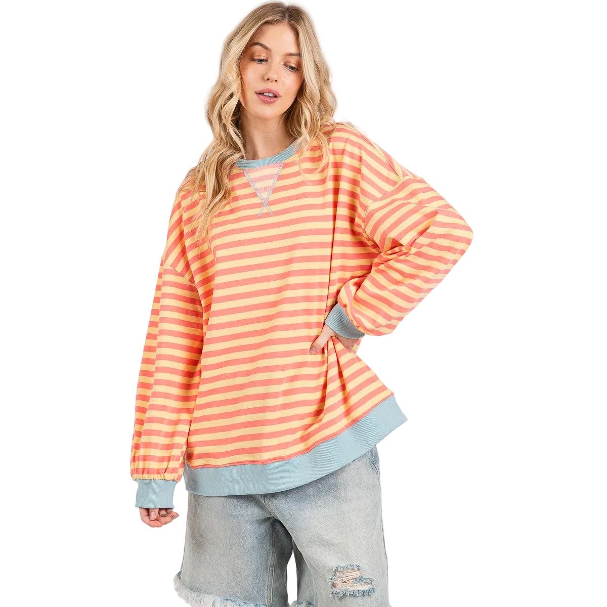Women's Multi Color Striped Sweatshirt SNS2022