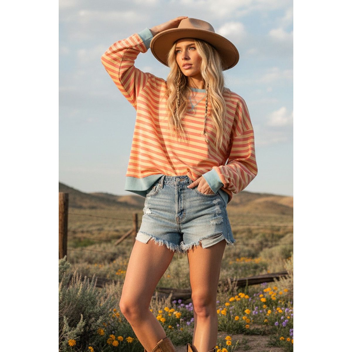 Women's Multi Color Striped Sweatshirt SNS2022