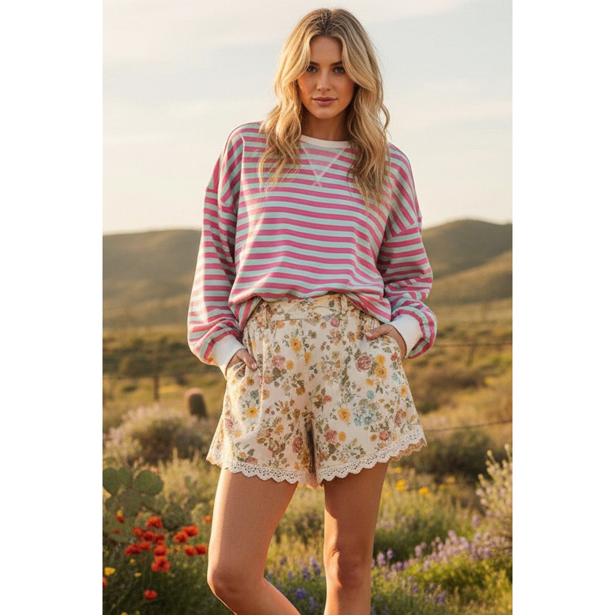 Women's Multi Color Striped Sweatshirt SNS2022