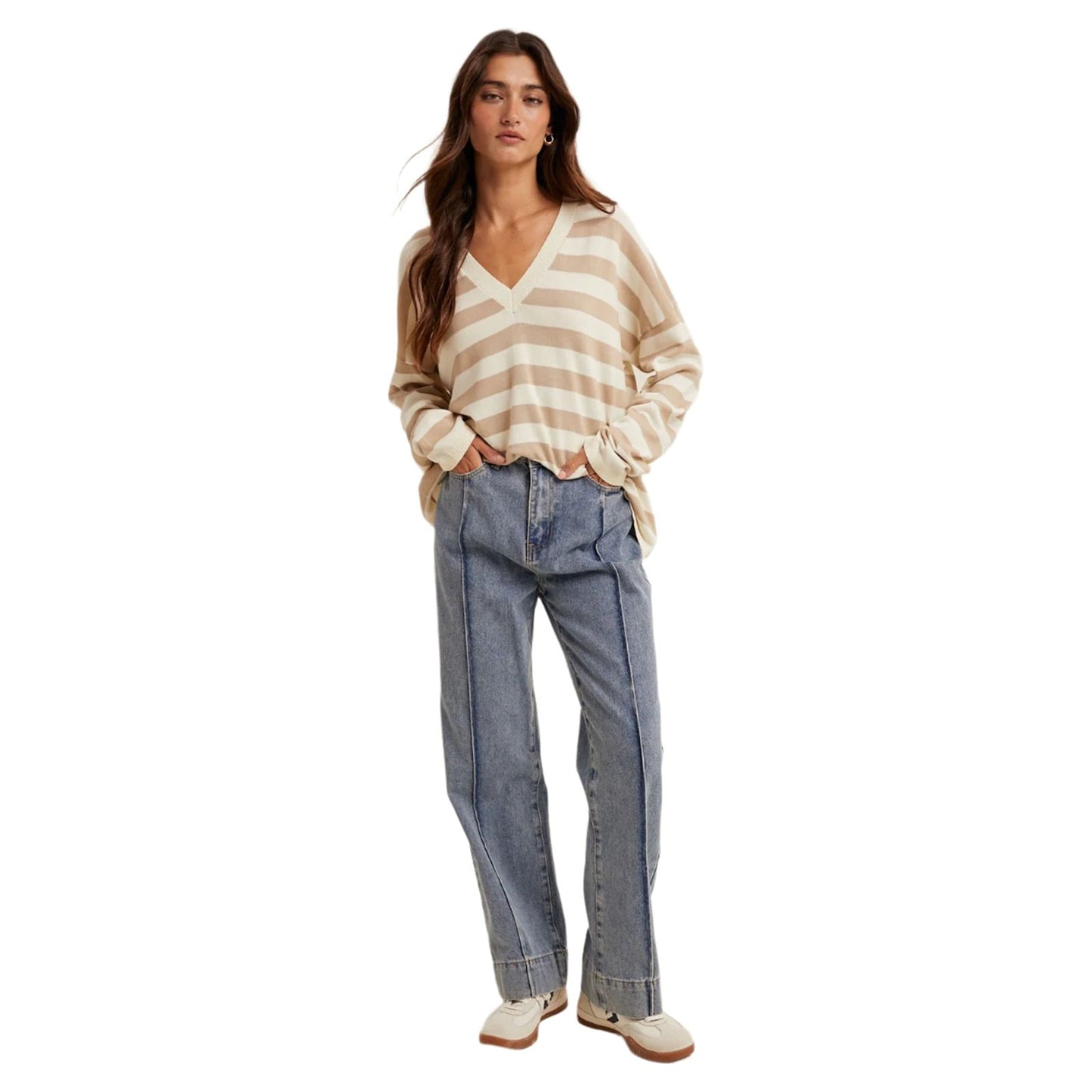 Women's Striped Lightweight Sweater WL25-11476