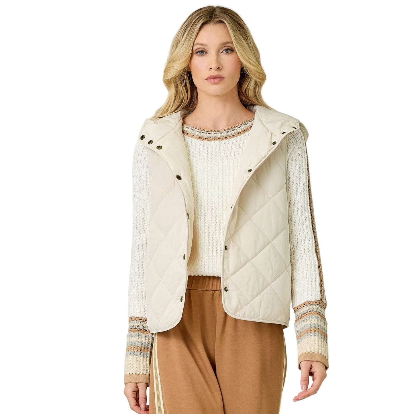 Women's Quilted Puffer Hoodie Vest 61144
