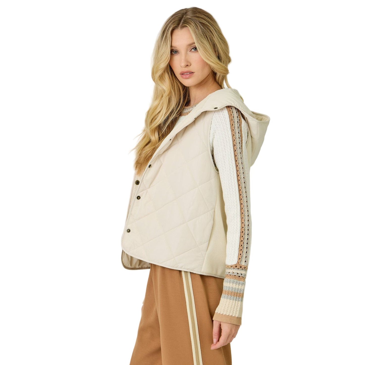 Women's Quilted Puffer Hoodie Vest 61144