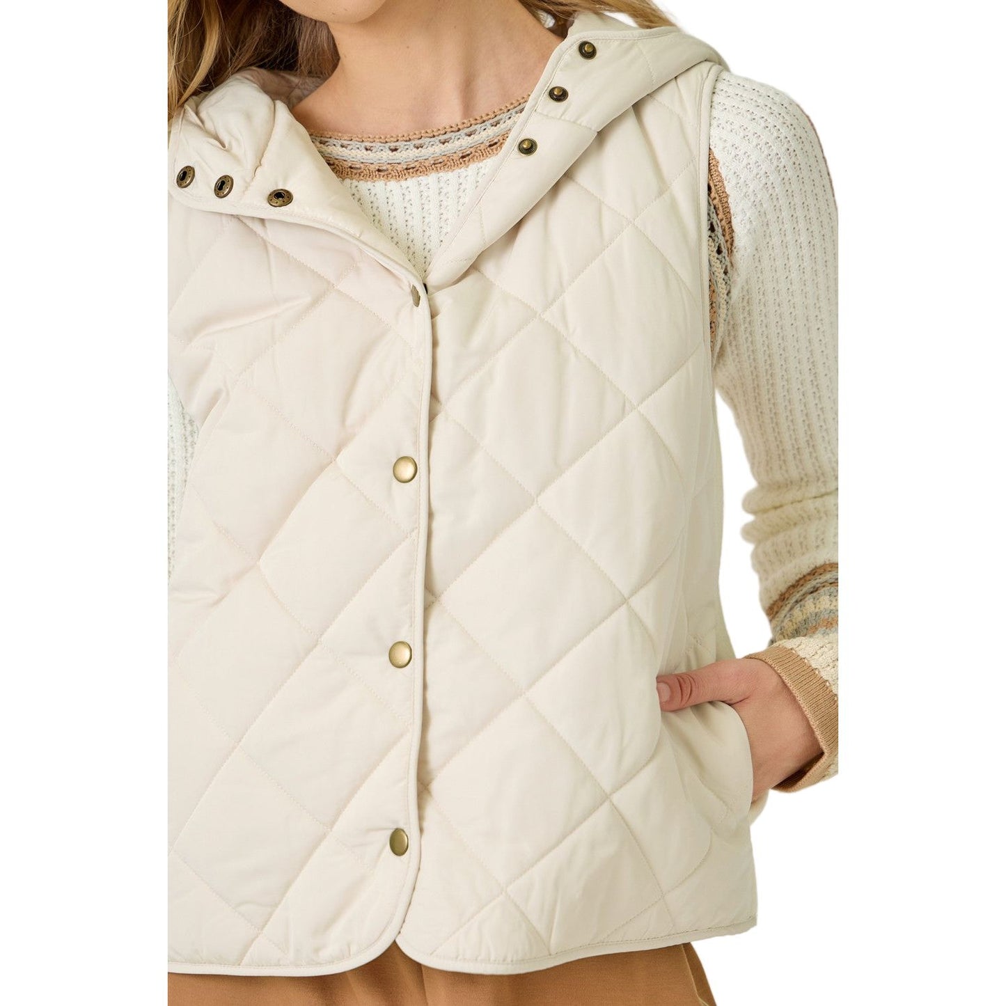 Women's Quilted Puffer Hoodie Vest 61144