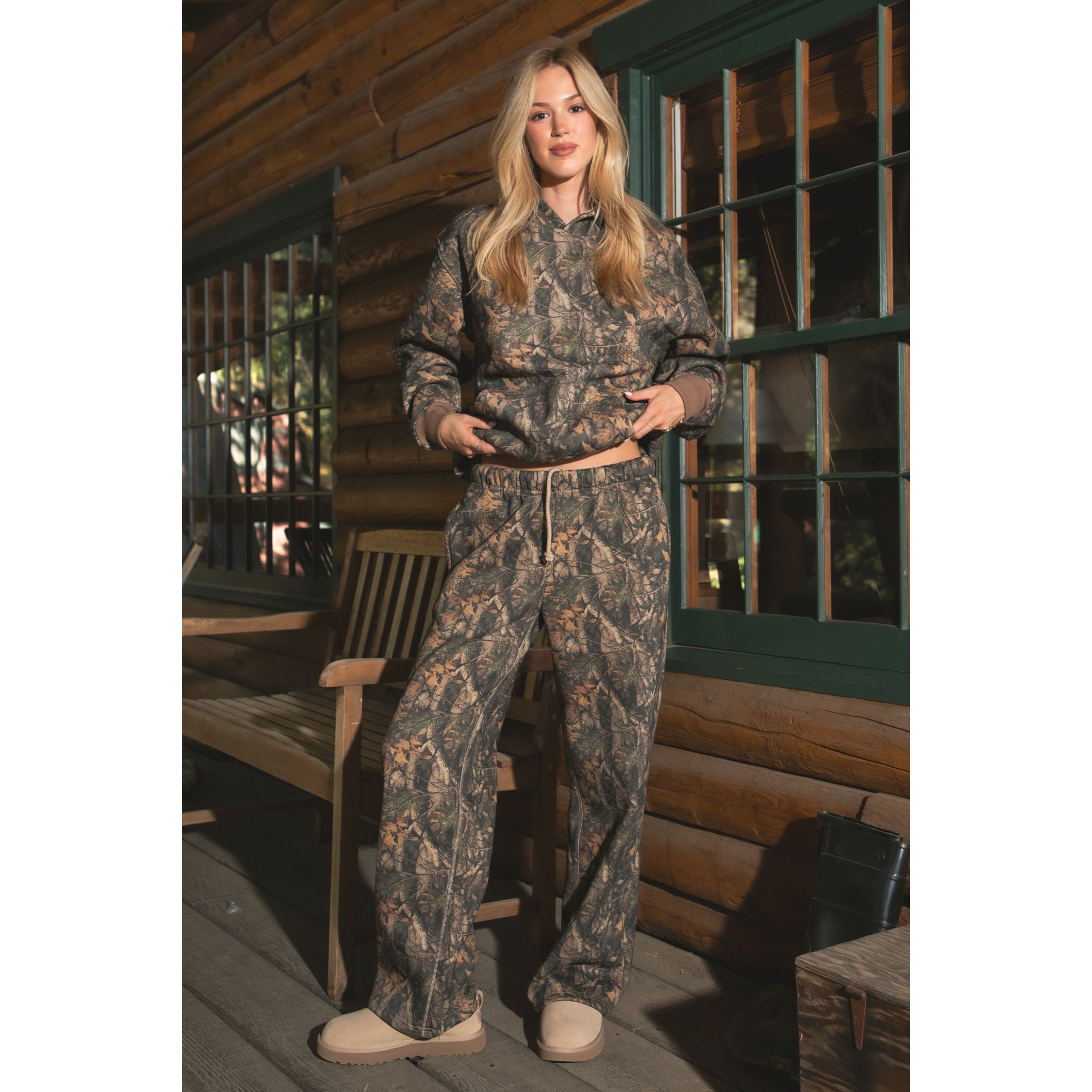 Women's Bayou Dark Woodland Camo Fleece Sweatpants PJ31370-BAYOU