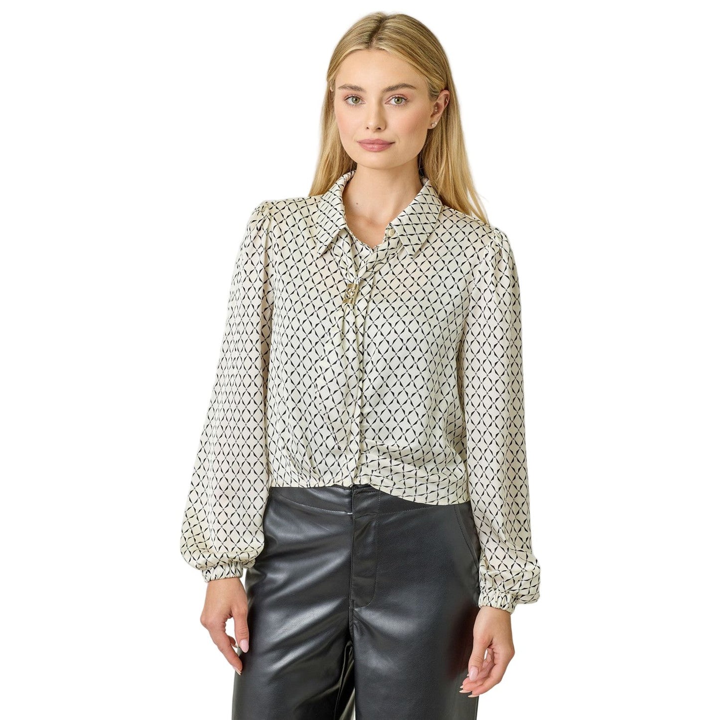 Women's Geo Print Scarf Blouse 61211